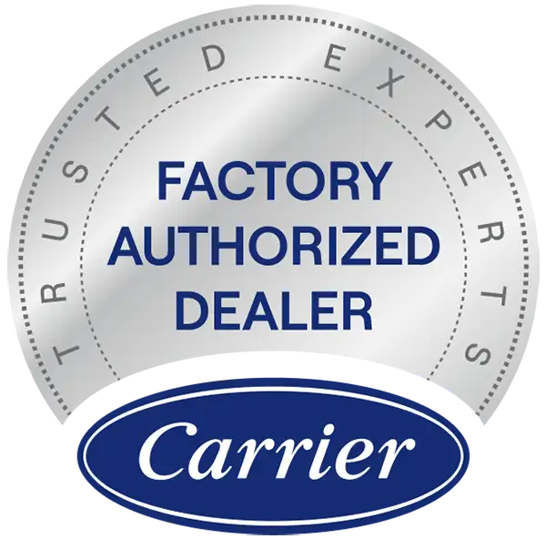 Carrier Factory Authorized Dealer badge earned by Lincoln Heating & Air, trusted HVAC experts in Springfield, IL