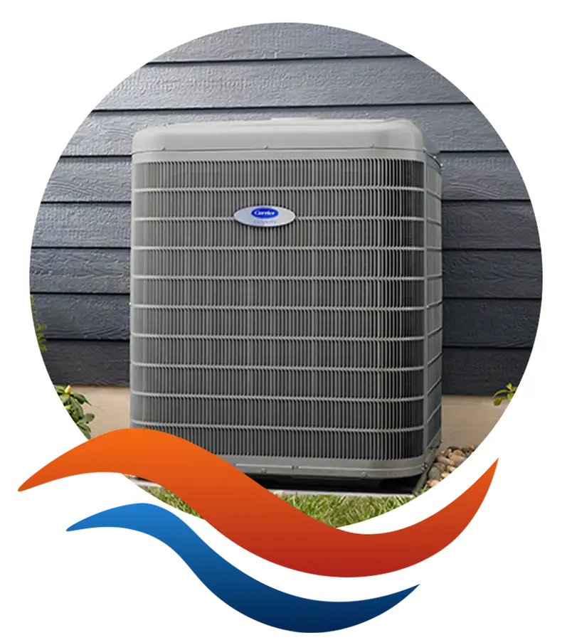 Carrier air conditioning condenser unit installed outside a home by Lincoln Heating & Air in Springfield, IL
